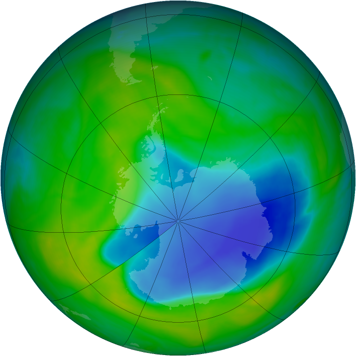 Antarctic ozone map for 03 December 2007